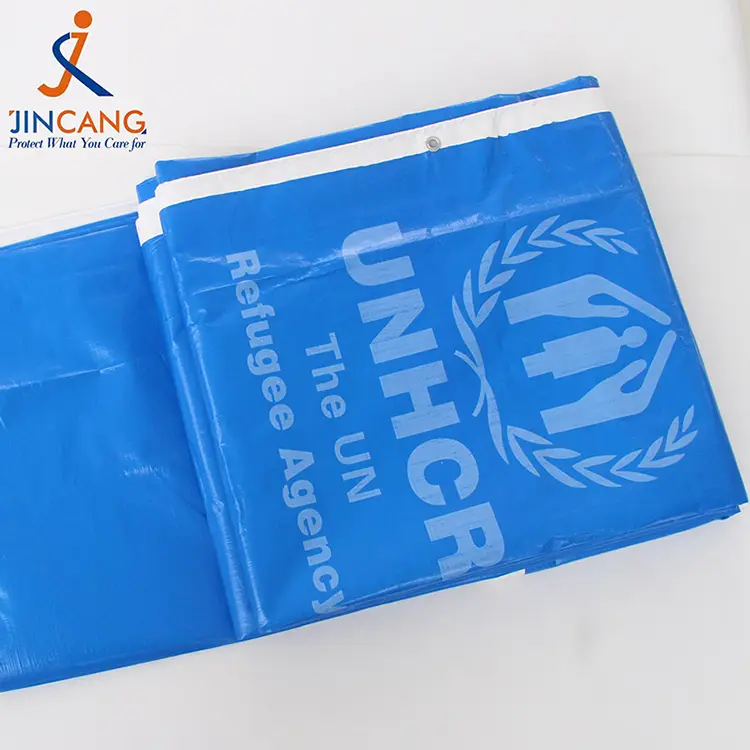 220g blå hvit med trykk PE tarpaulin