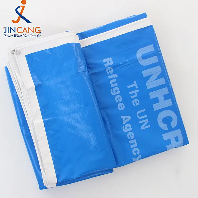 220g blå hvit med trykk PE tarpaulin